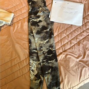 Darc Sport Camouflage Leggings - Black and Gray flawed small hole near calf